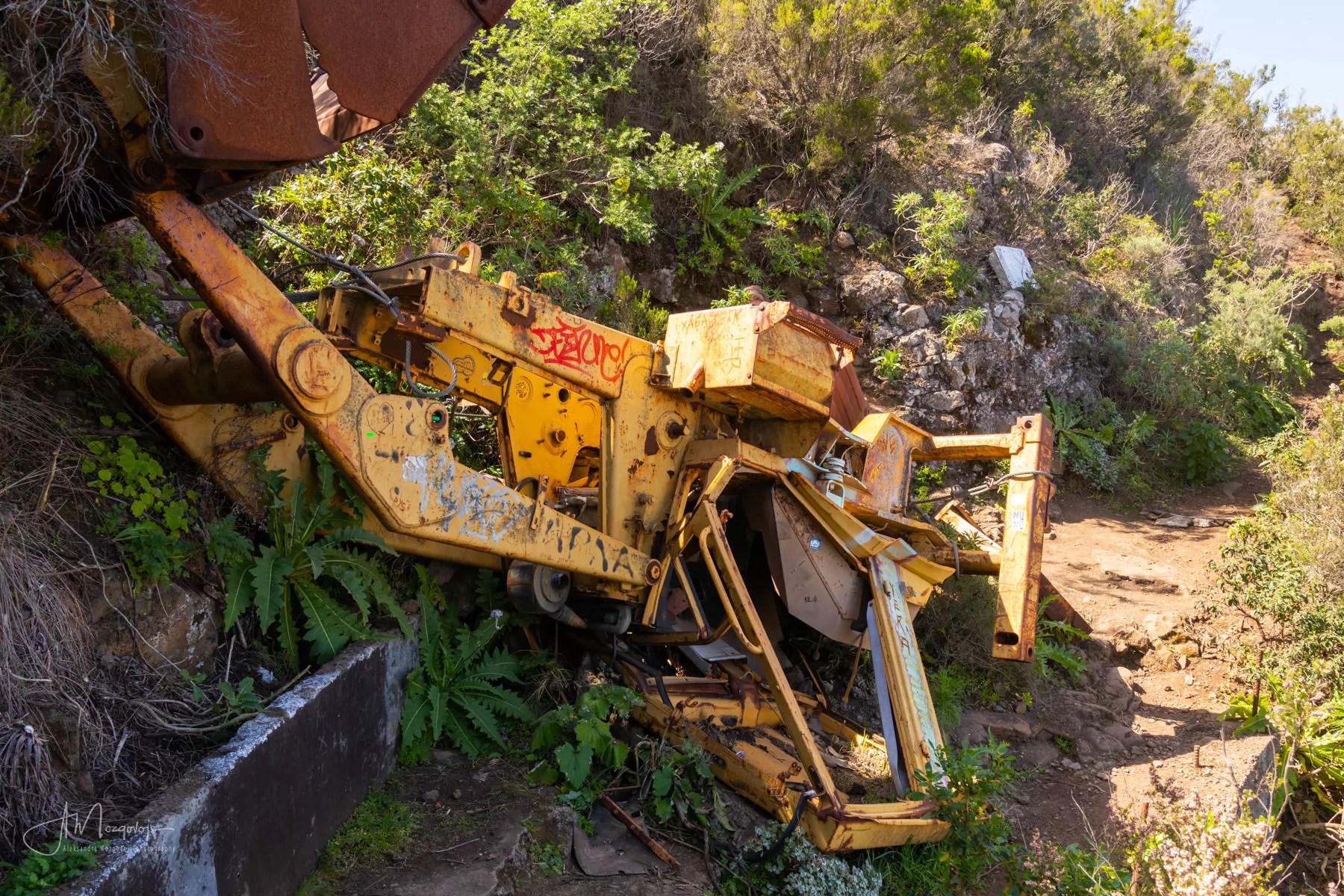 The fallen excavator