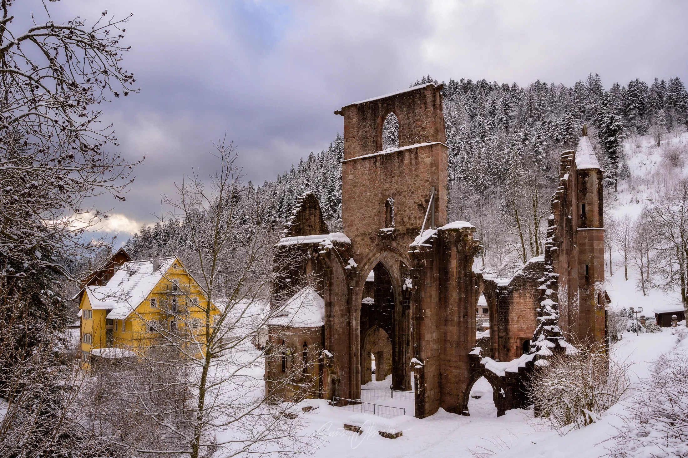 All Saints Abbey in winter, Black Forest, Germany