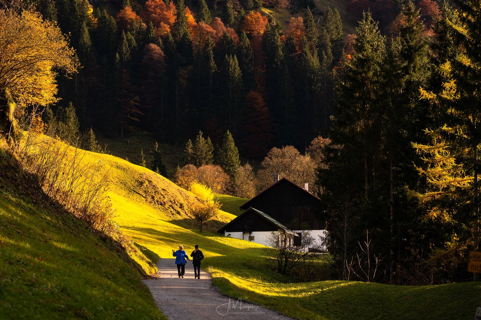 A couple on an easy hike through Stillachtal Valley, Allgäu