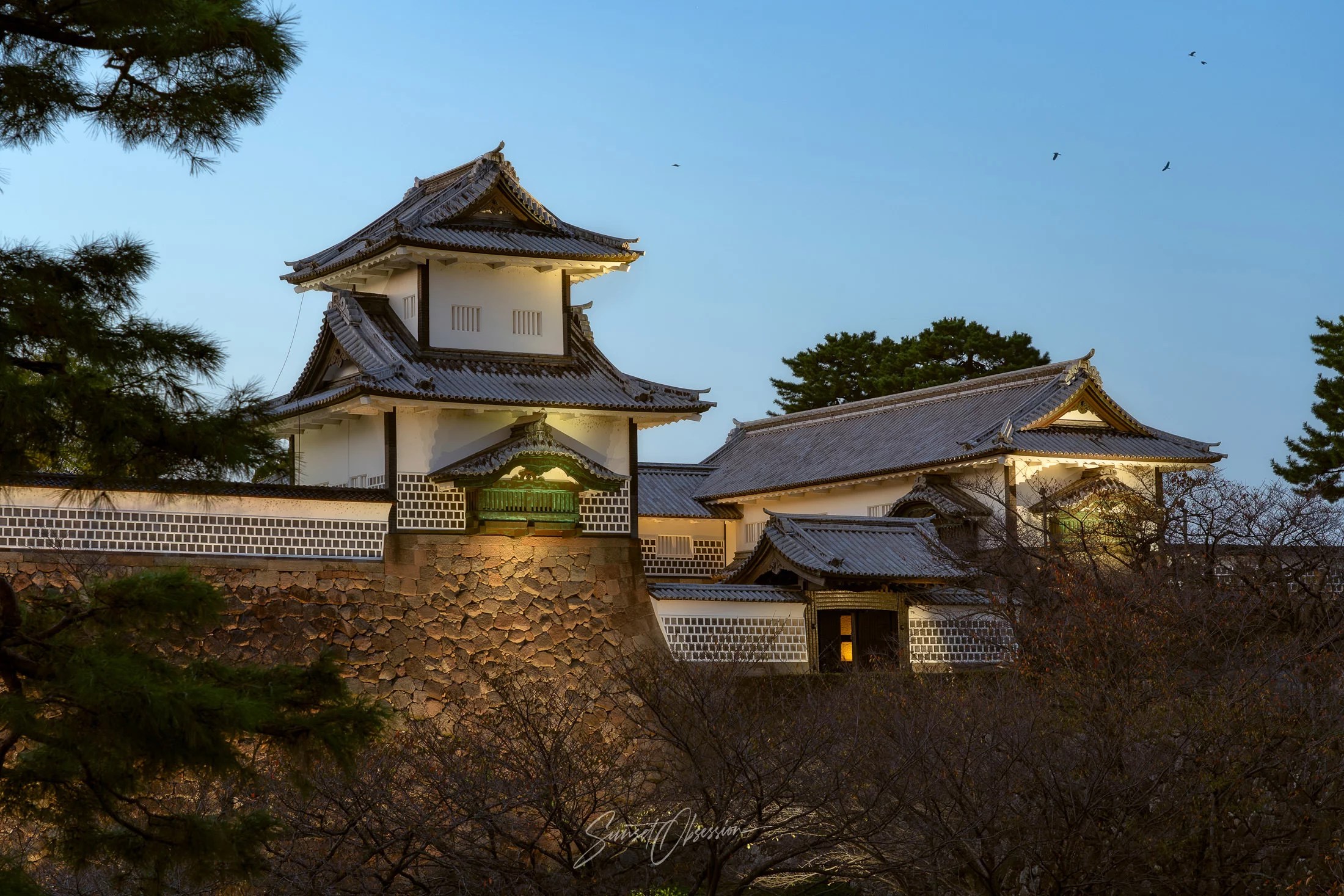Kanazawa Castle during the blue hour