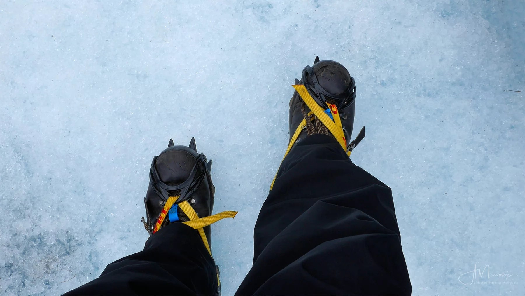 Crampons on at Fox Glacier hell hike