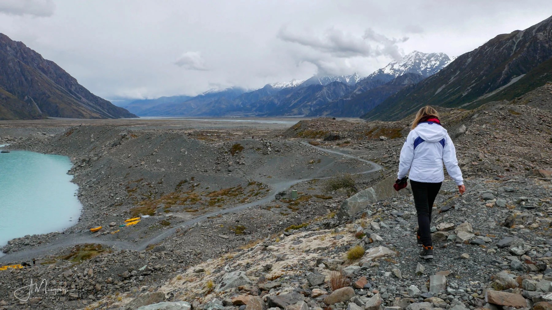 Down to the Lake at Tasman Lake hike, New Zealand