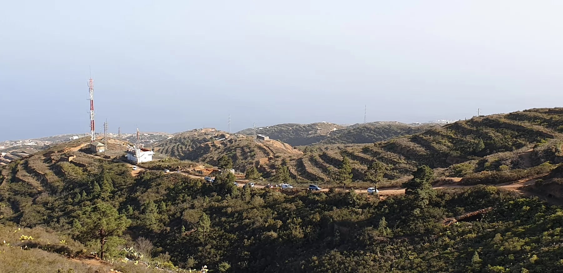 Southern parking lot as seen from the top of the hill