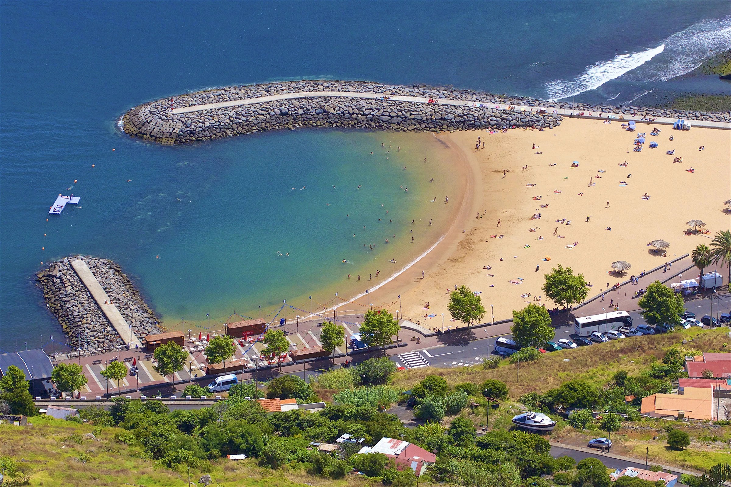 Sandy beach in Machico is made of imported Sahara sand