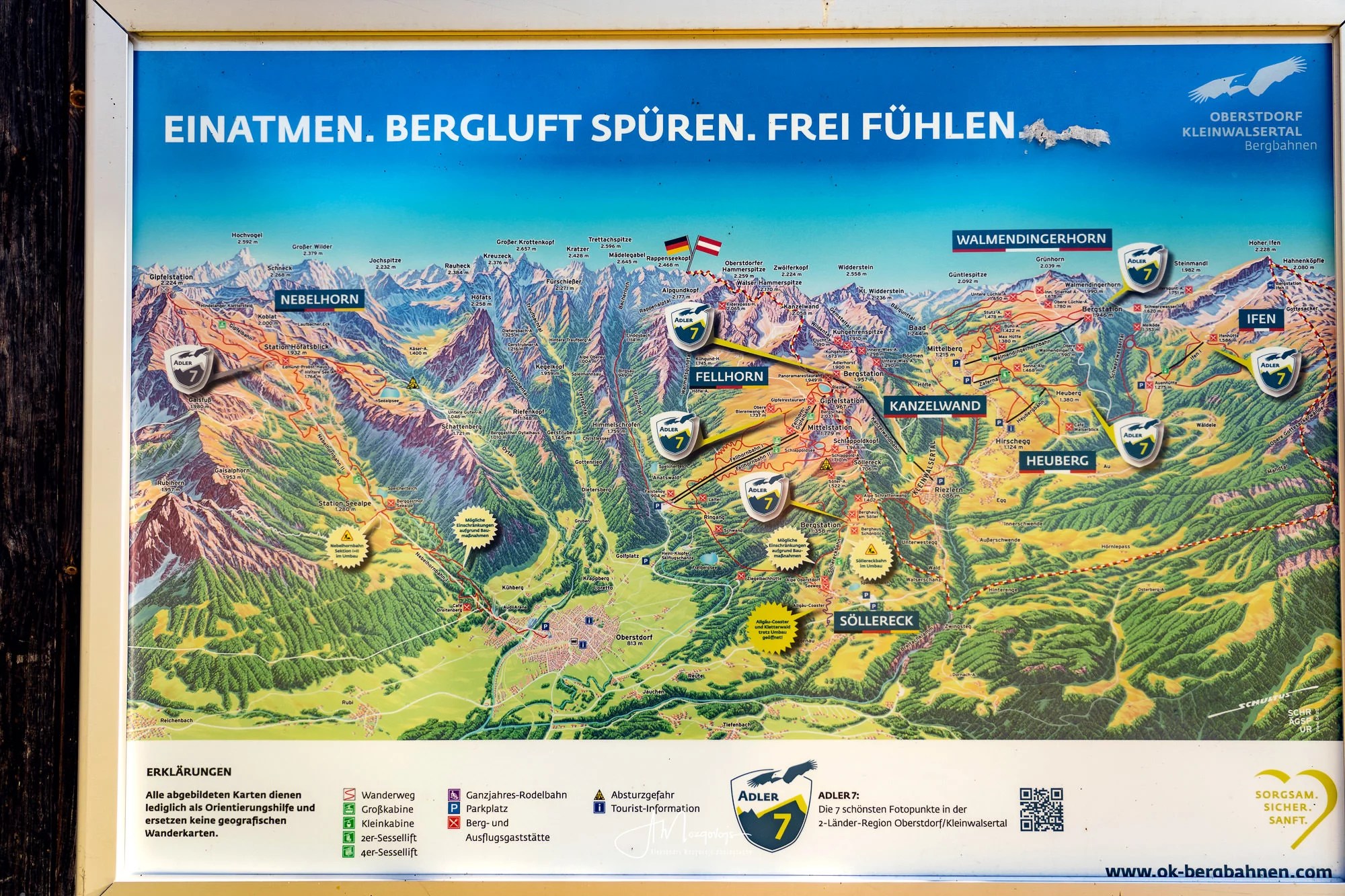A map of Allgäu on the parking lot near Oberstdorf