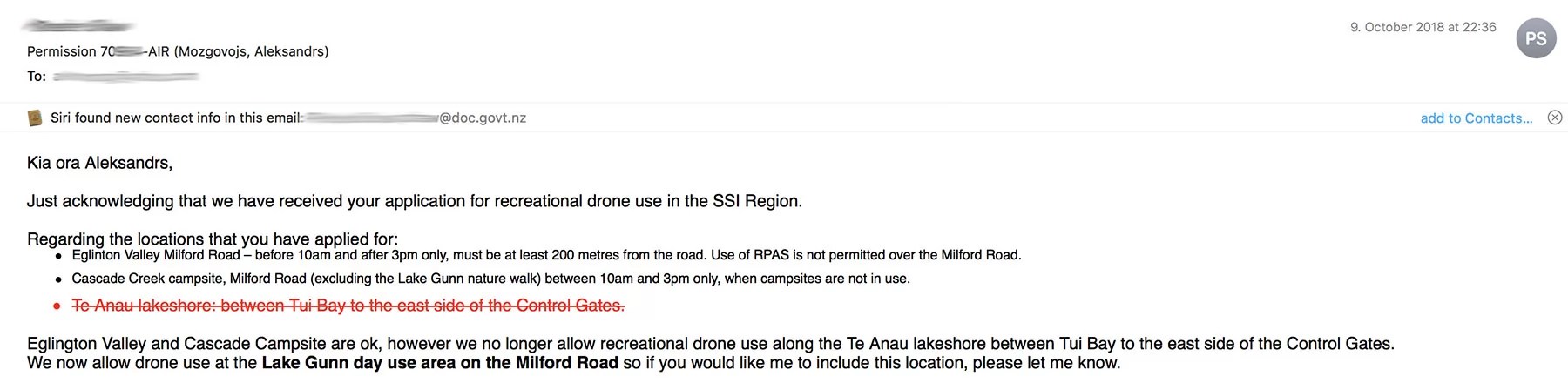 Getting in touch with DOC helps clarify which areas you can or cannot apply for