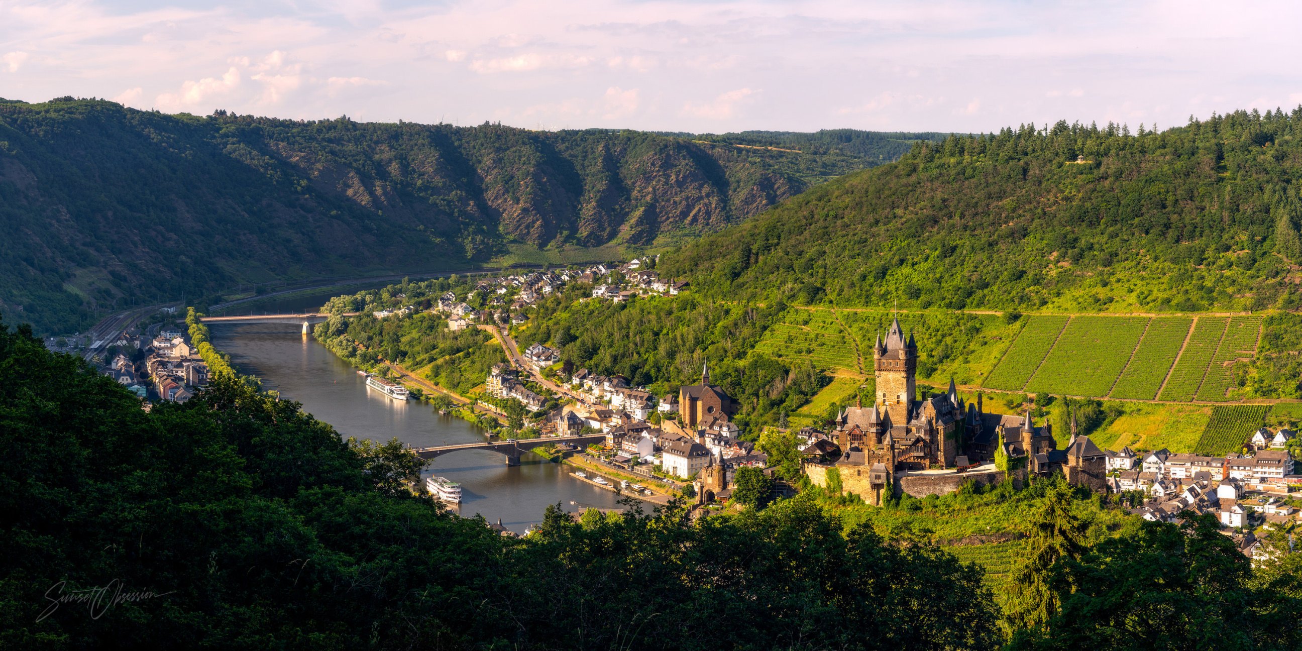 Afternoon view towards Cochem and the castle