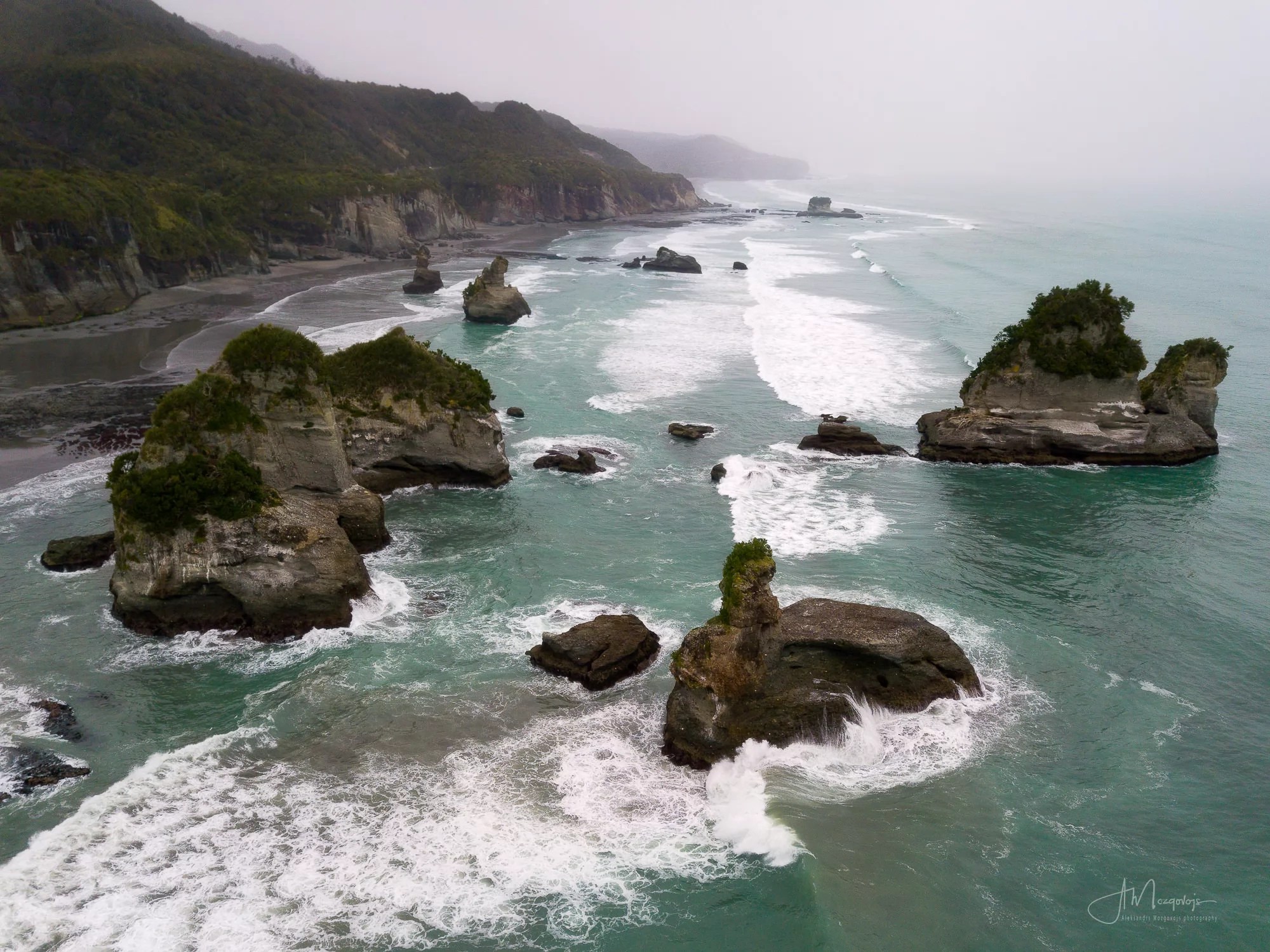 Drone shot of Motukiekie Beach