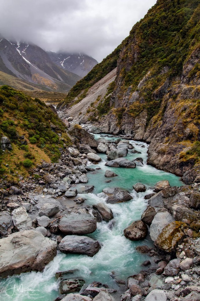 The view of the Hooker River from one of the swing bridges