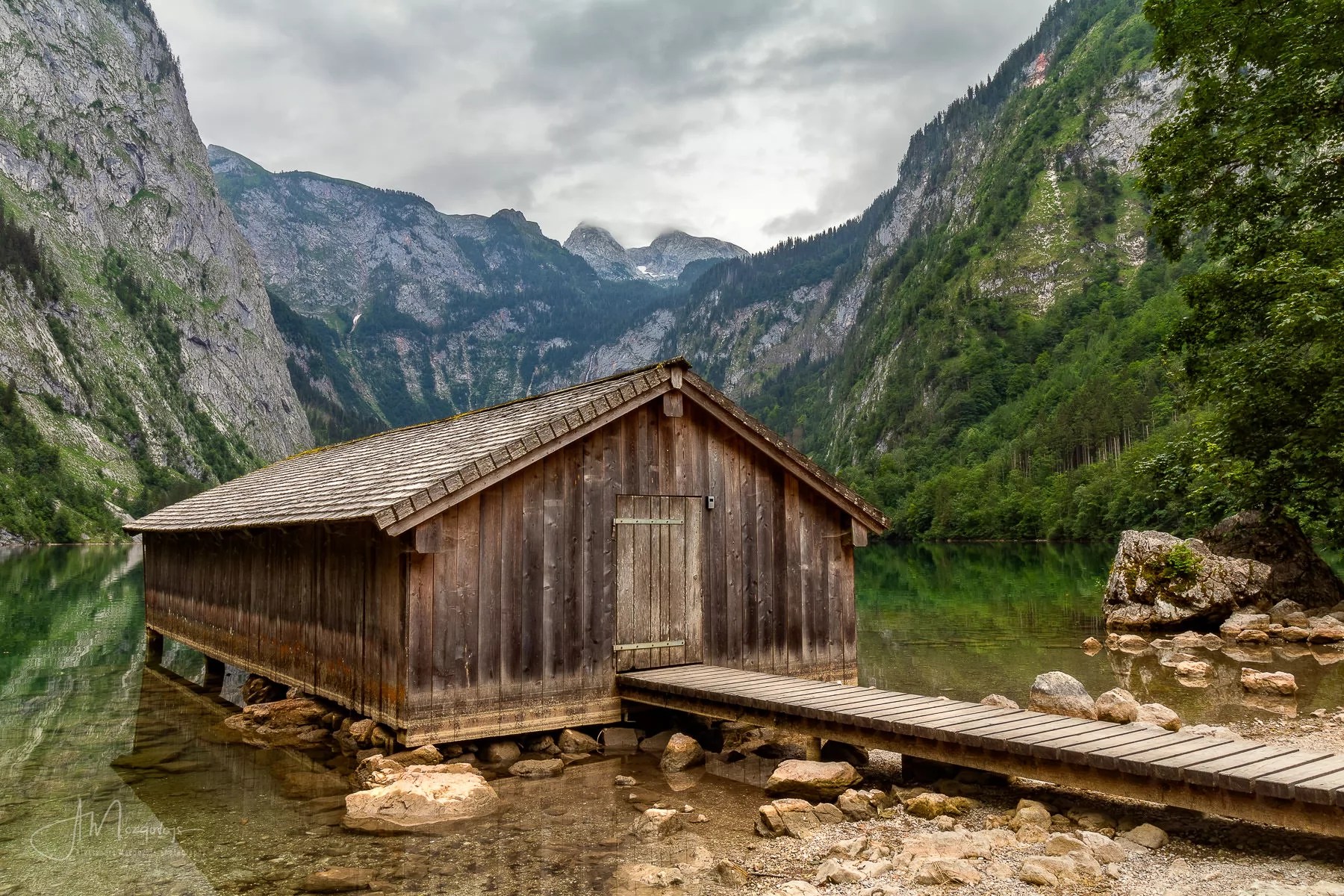 Boathouse during overcast weather