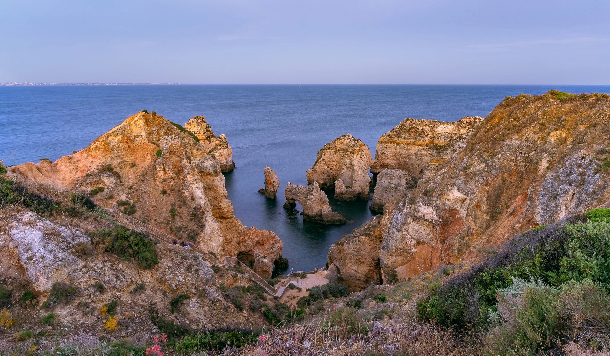 Blue Hour over the Algarve coastline, southern Portugal