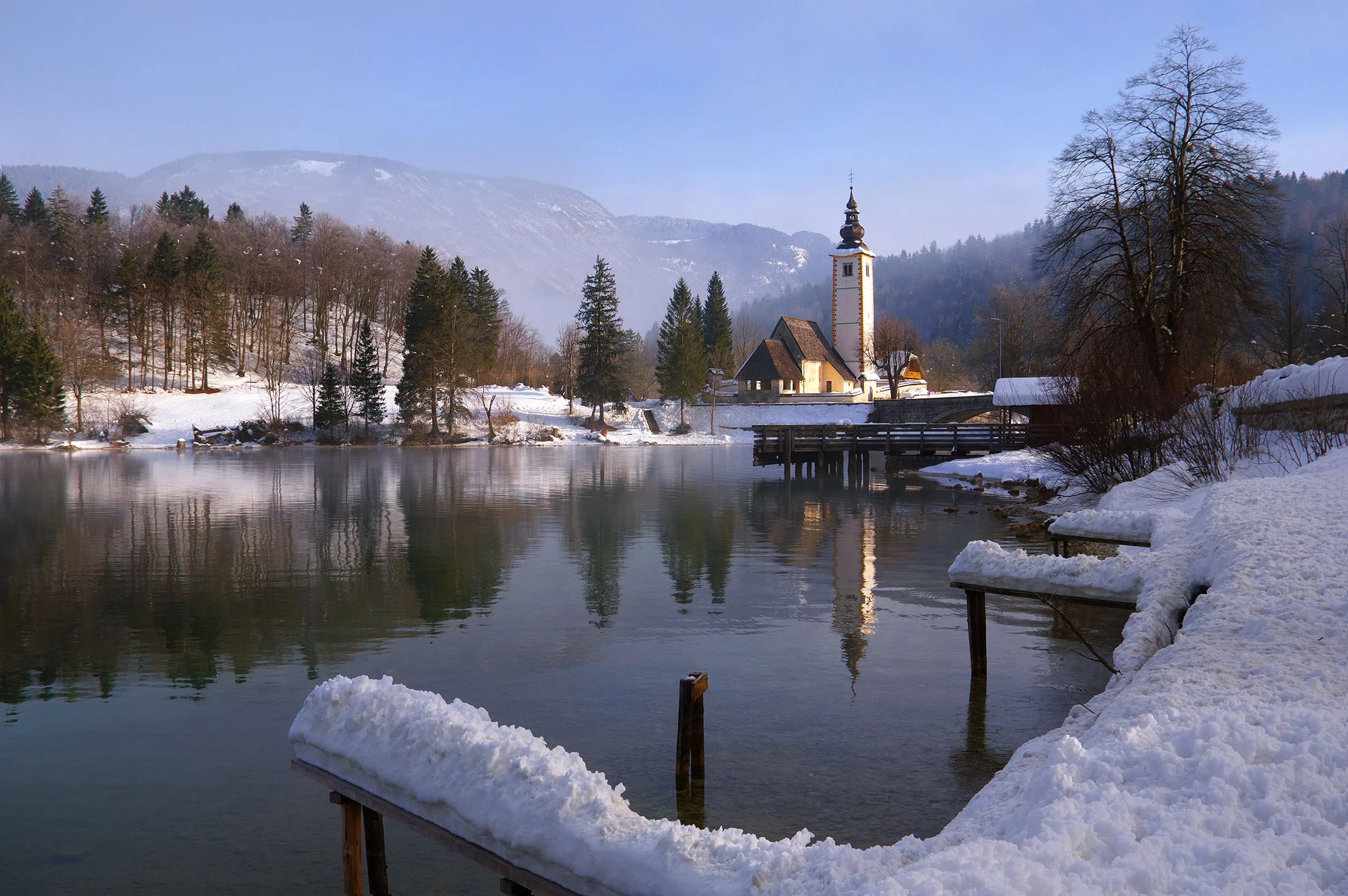 Lake Bohinj in winter, Slovenia