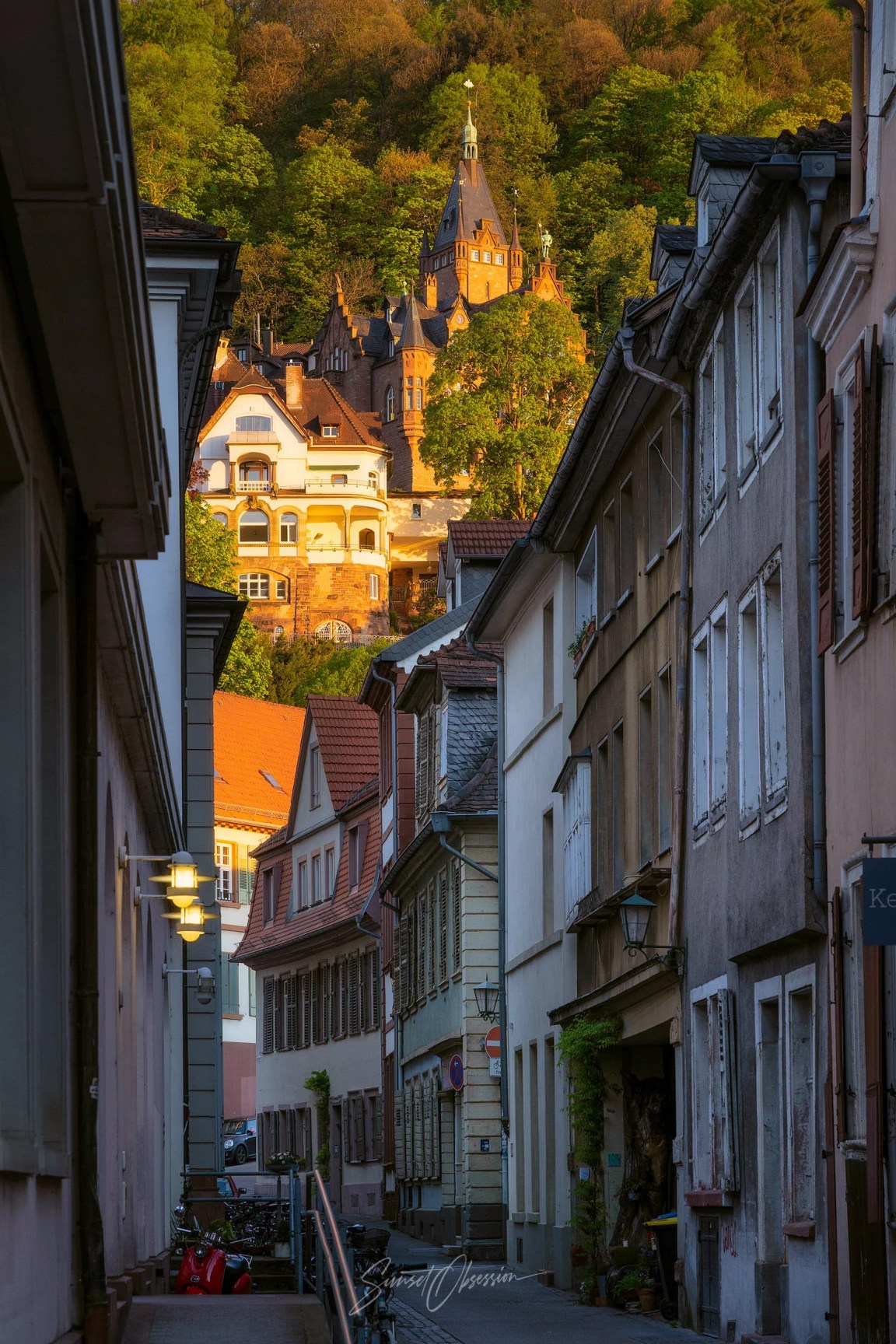 Quaint streets of Heidelberg in the soft afternoon light