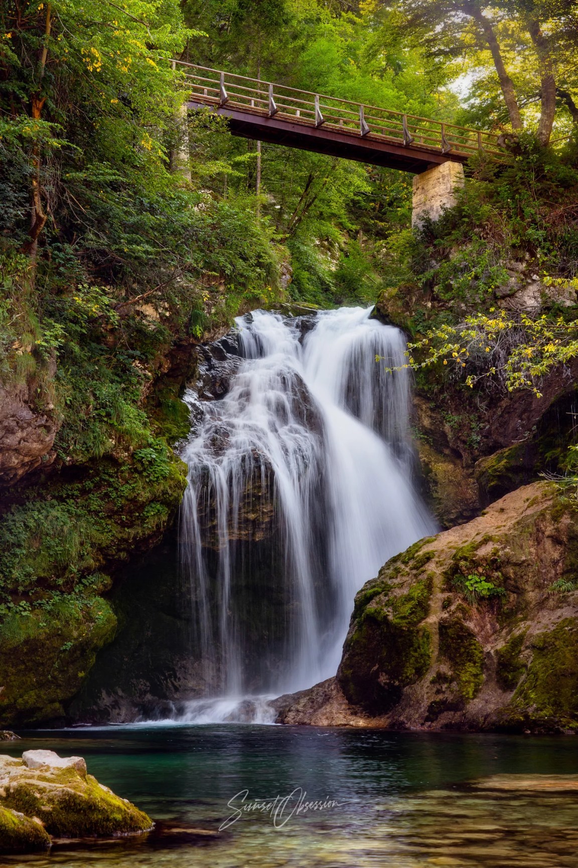 Šum Waterfall at the end of Vintgar Gorge
