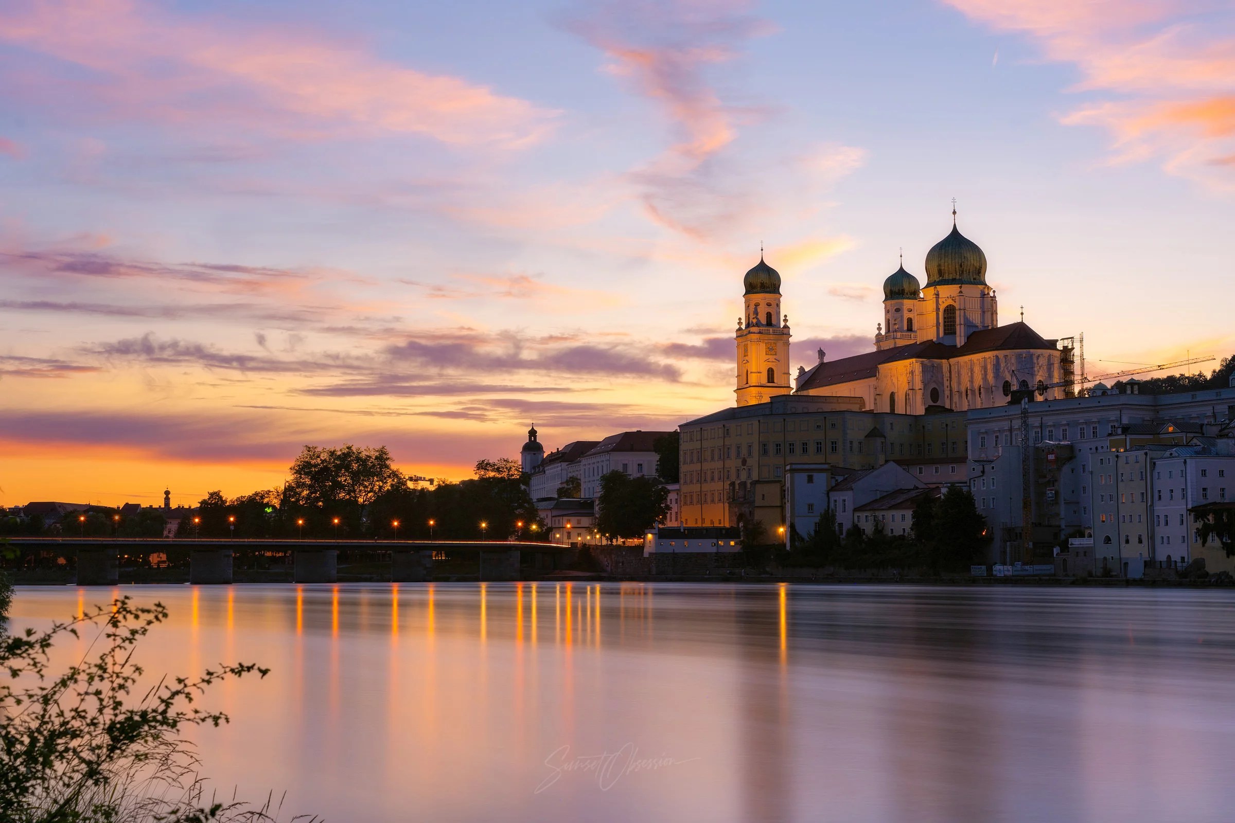 Sunset over Passau captured from the Innstadt