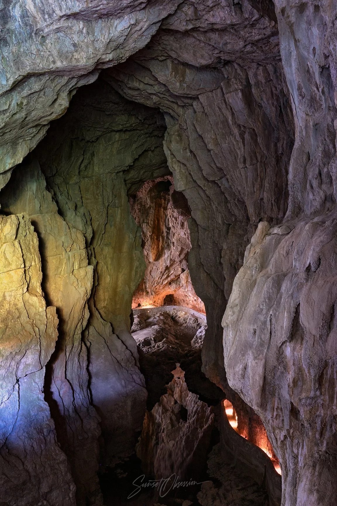 Inside Mahorčič cave visited during the self-guided section of the tour