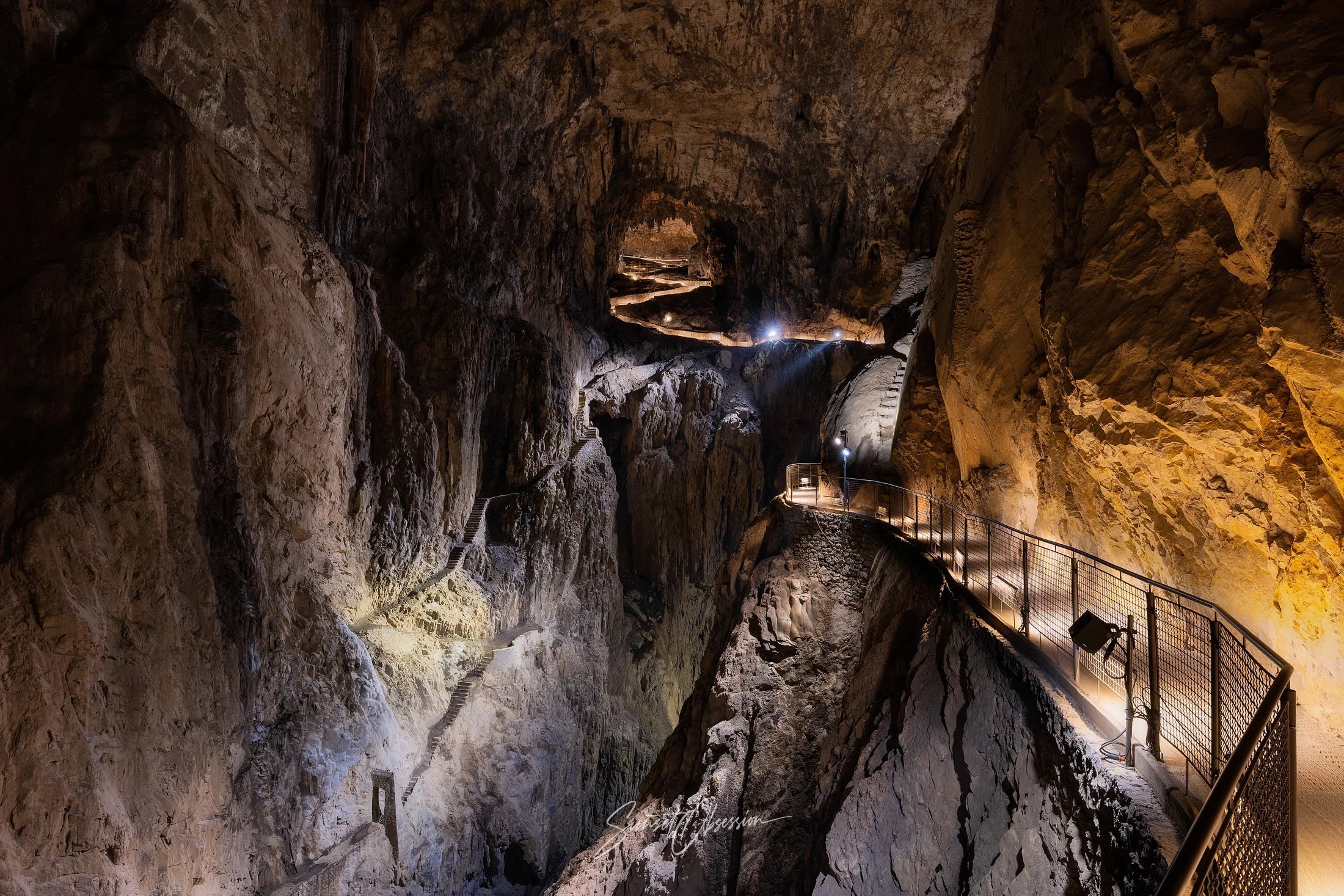 Inside the underground canyon of the Škocjan Caves, Slovenia