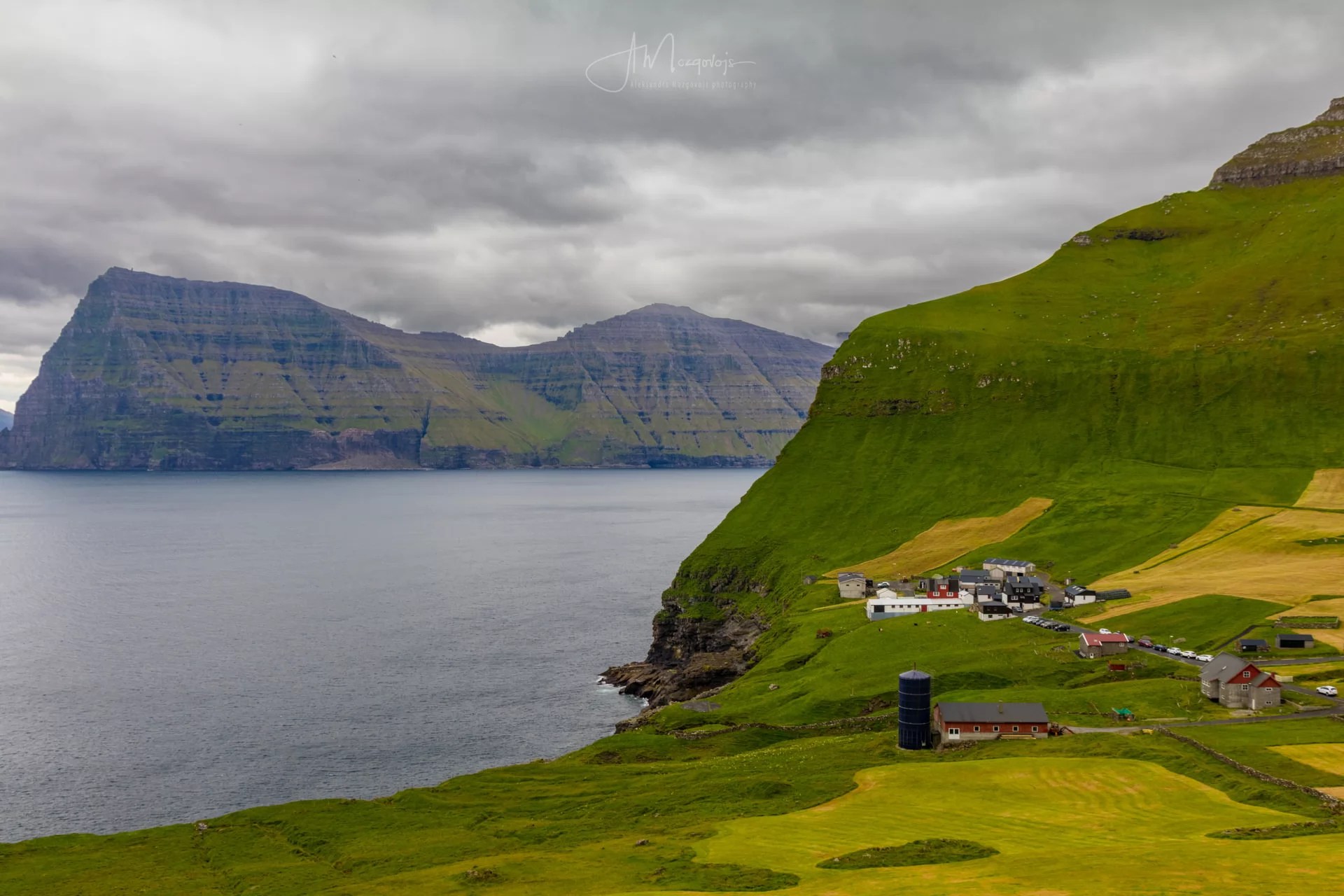 The hike to Kallur Lihgthouse begins in the village of Trøllanes