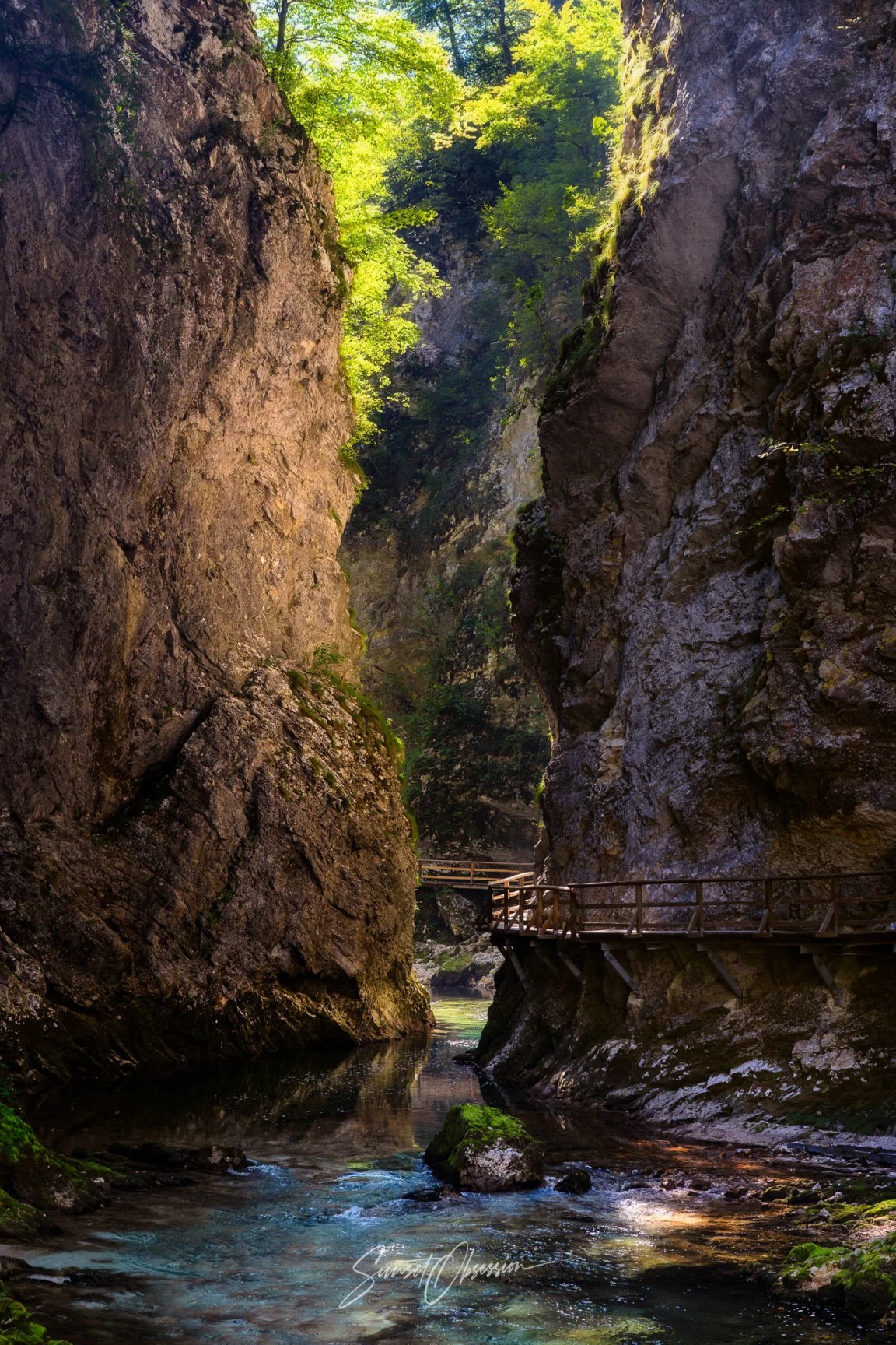 Vintgar Gorge in the afternoon light, Slovenia