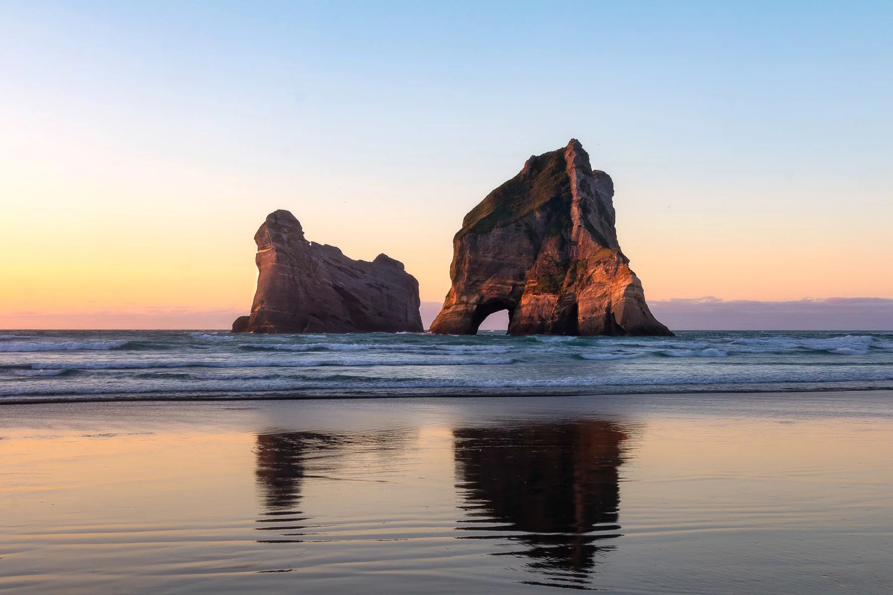 Wharariki Beach in twilight, New Zealand