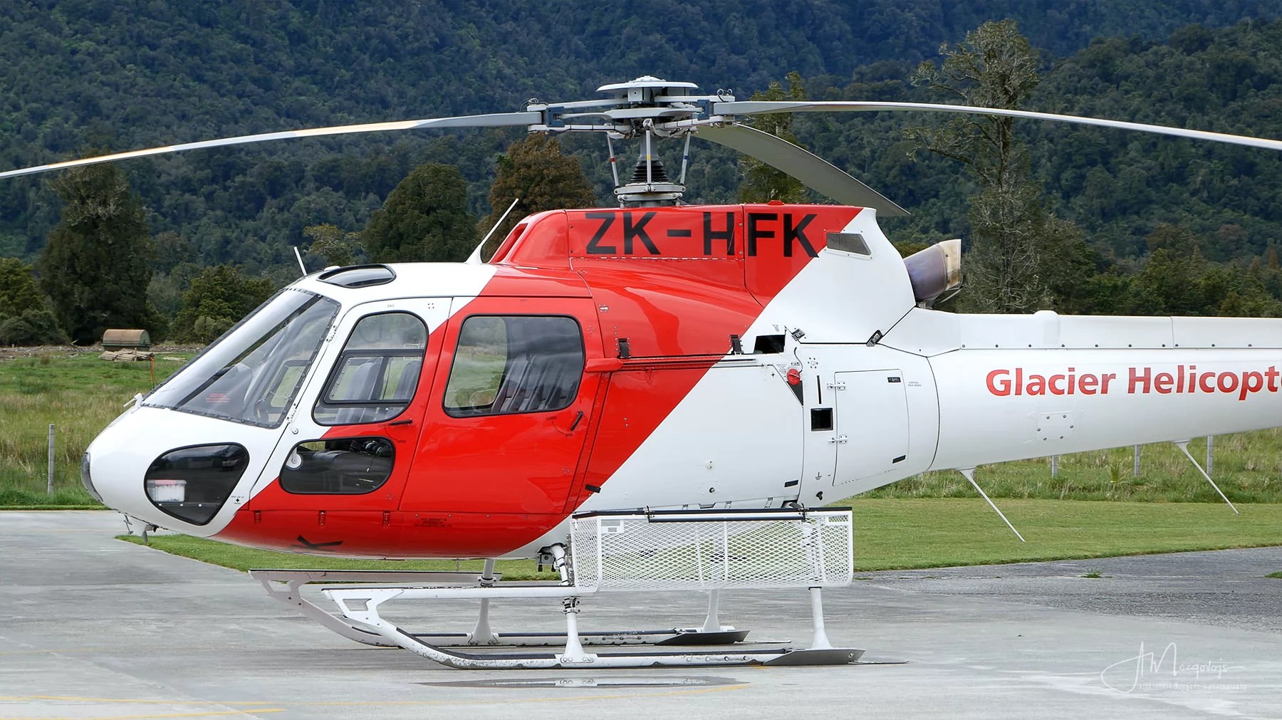 Glacier helicopter ready to take off